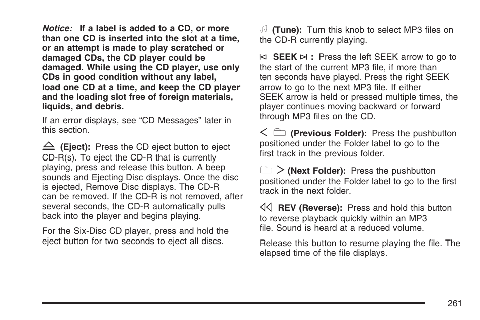 Cadillac 2007 SRX User Manual | Page 261 / 522