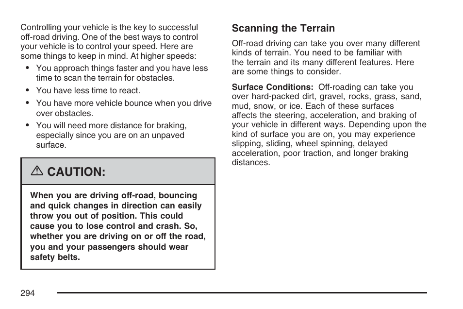 Caution | Cadillac 2007 SRX User Manual | Page 294 / 522