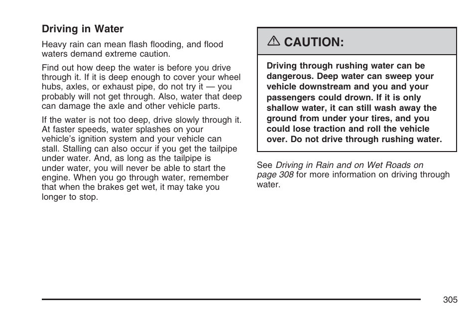 Caution | Cadillac 2007 SRX User Manual | Page 305 / 522