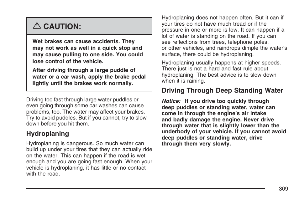 Caution | Cadillac 2007 SRX User Manual | Page 309 / 522