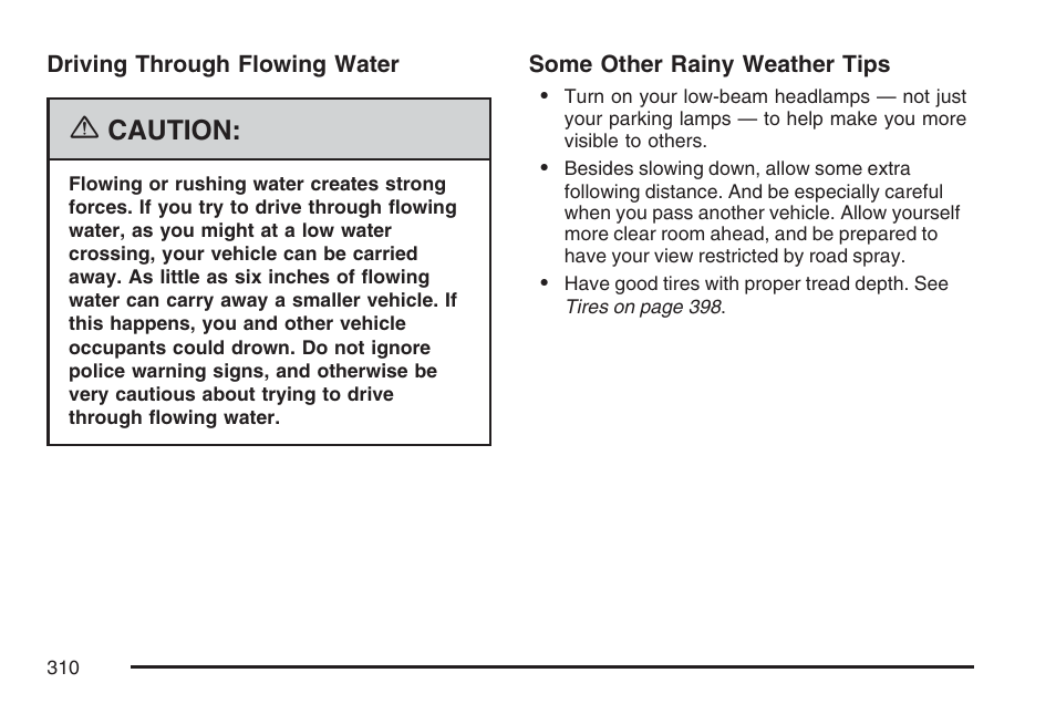 Caution | Cadillac 2007 SRX User Manual | Page 310 / 522