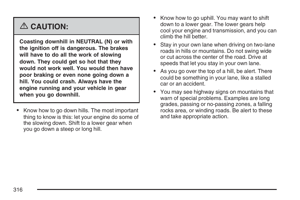 Caution | Cadillac 2007 SRX User Manual | Page 316 / 522