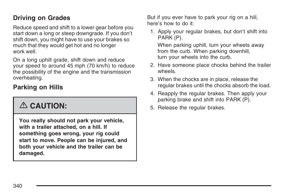 Caution | Cadillac 2007 SRX User Manual | Page 340 / 522