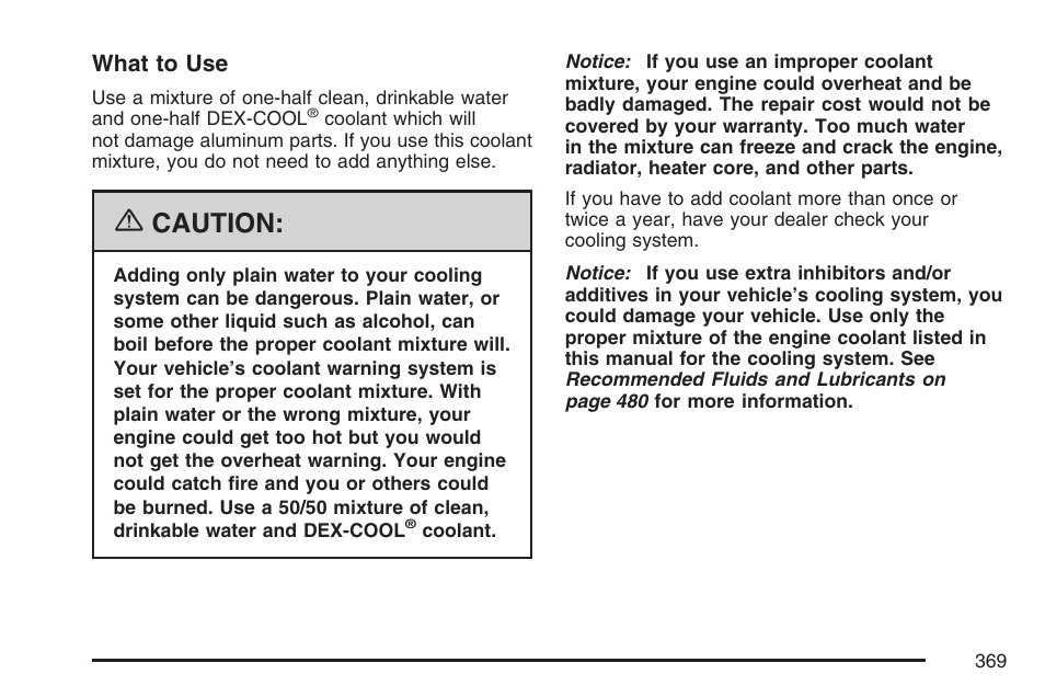 Caution | Cadillac 2007 SRX User Manual | Page 369 / 522