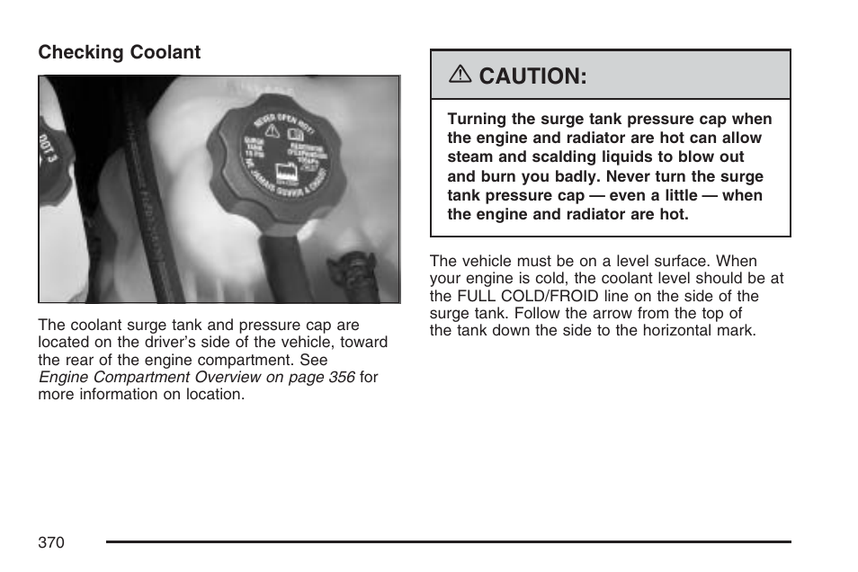Caution | Cadillac 2007 SRX User Manual | Page 370 / 522