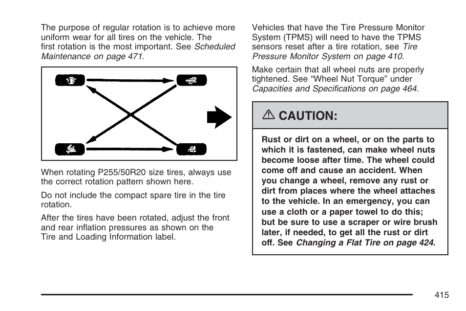 Caution | Cadillac 2007 SRX User Manual | Page 415 / 522