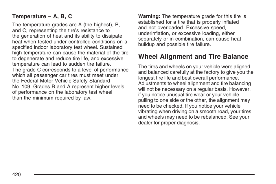 Wheel alignment and tire balance | Cadillac 2007 SRX User Manual | Page 420 / 522
