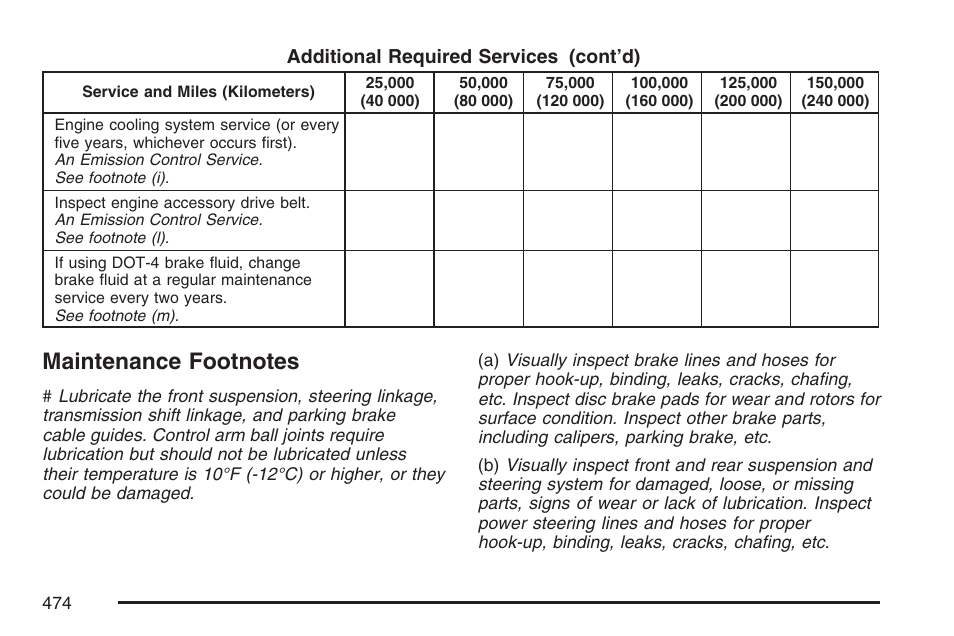 Maintenance footnotes | Cadillac 2007 SRX User Manual | Page 474 / 522