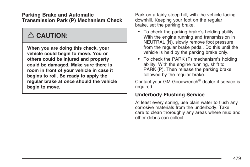 Caution | Cadillac 2007 SRX User Manual | Page 479 / 522