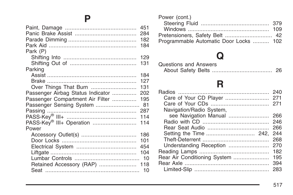 Cadillac 2007 SRX User Manual | Page 517 / 522