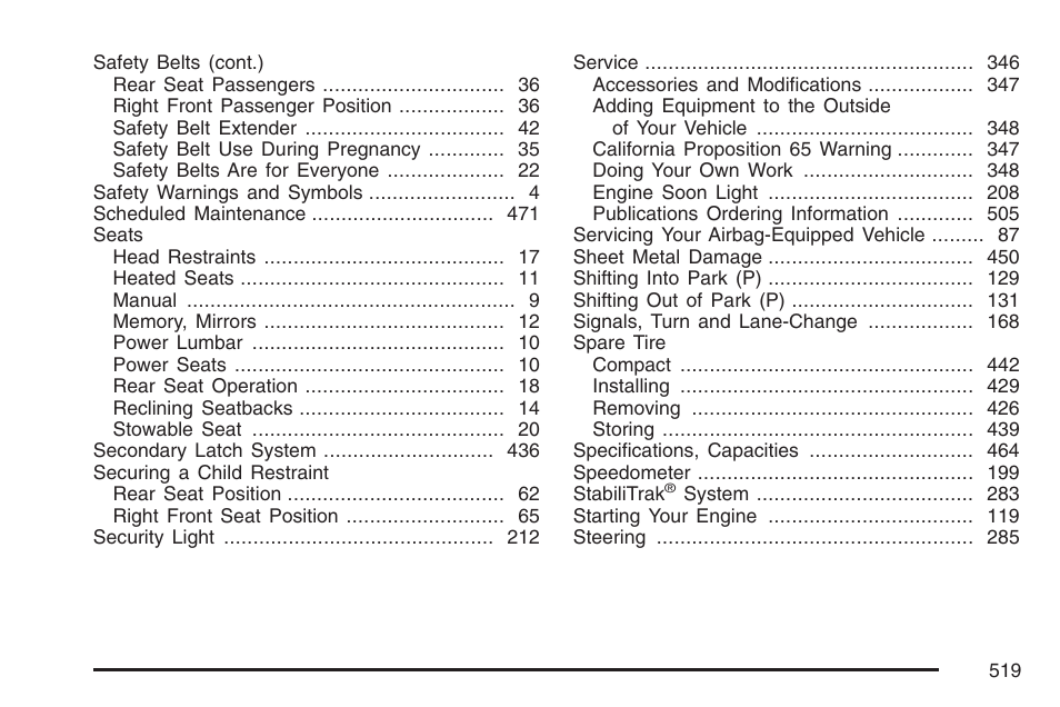 Cadillac 2007 SRX User Manual | Page 519 / 522