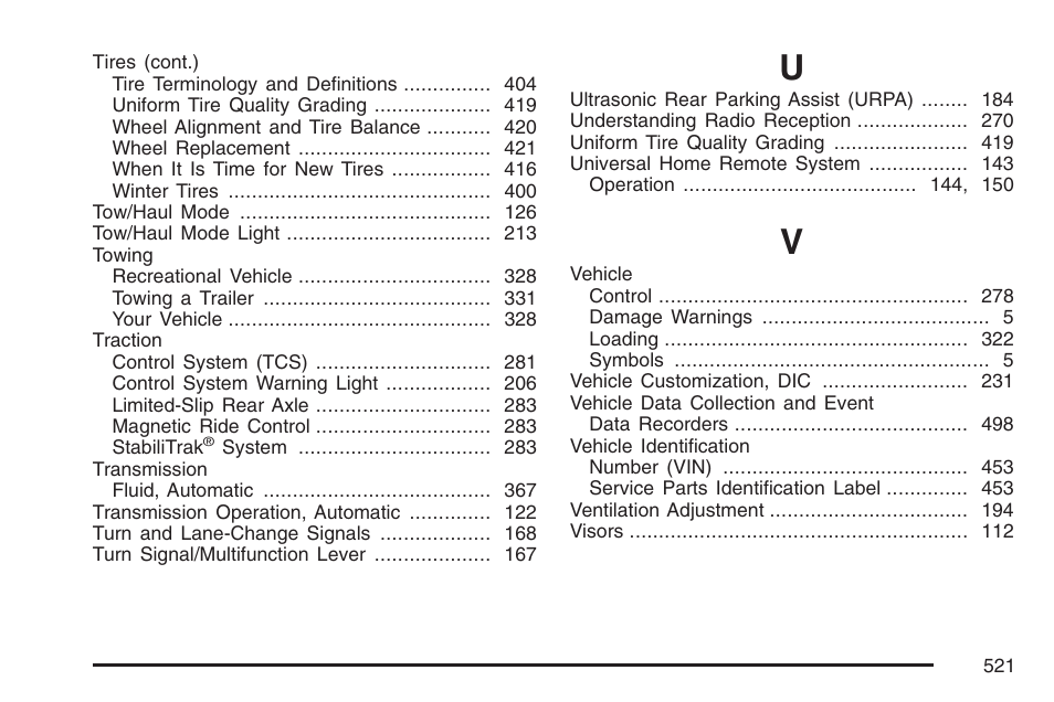 Cadillac 2007 SRX User Manual | Page 521 / 522