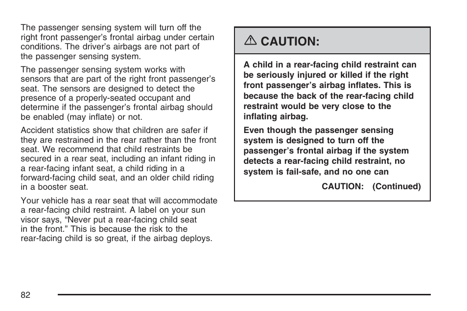 Caution | Cadillac 2007 SRX User Manual | Page 82 / 522