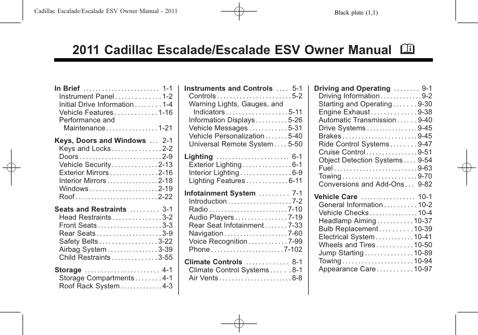 Cadillac 2011 Escalade ESV User Manual | 558 pages