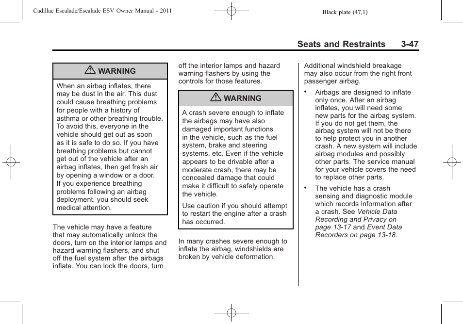 Cadillac 2011 Escalade ESV User Manual | Page 103 / 558