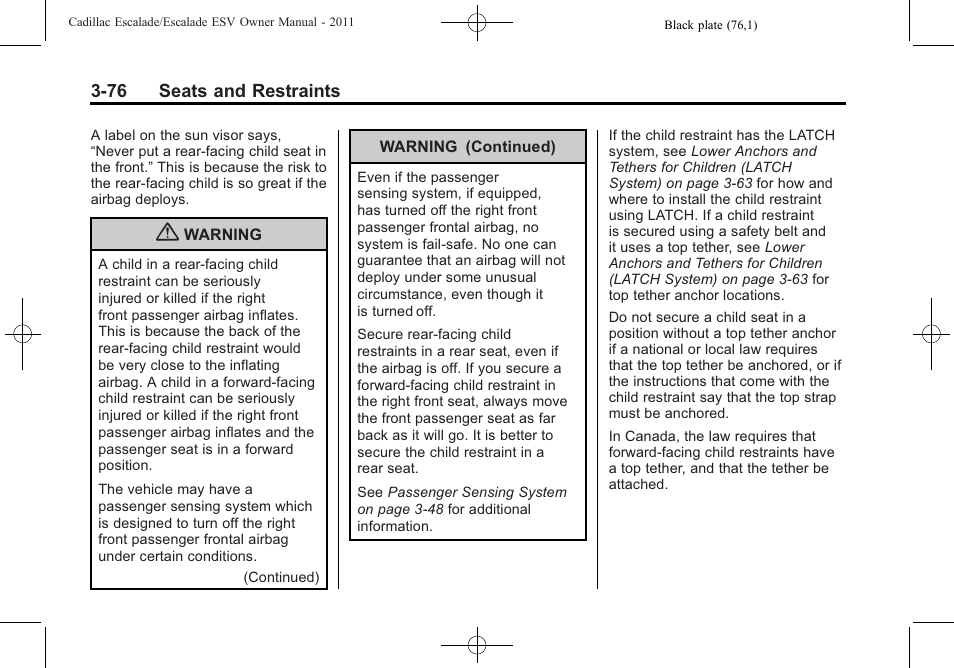 Cadillac 2011 Escalade ESV User Manual | Page 132 / 558