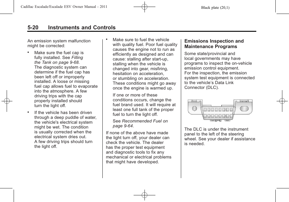 20 instruments and controls | Cadillac 2011 Escalade ESV User Manual | Page 158 / 558