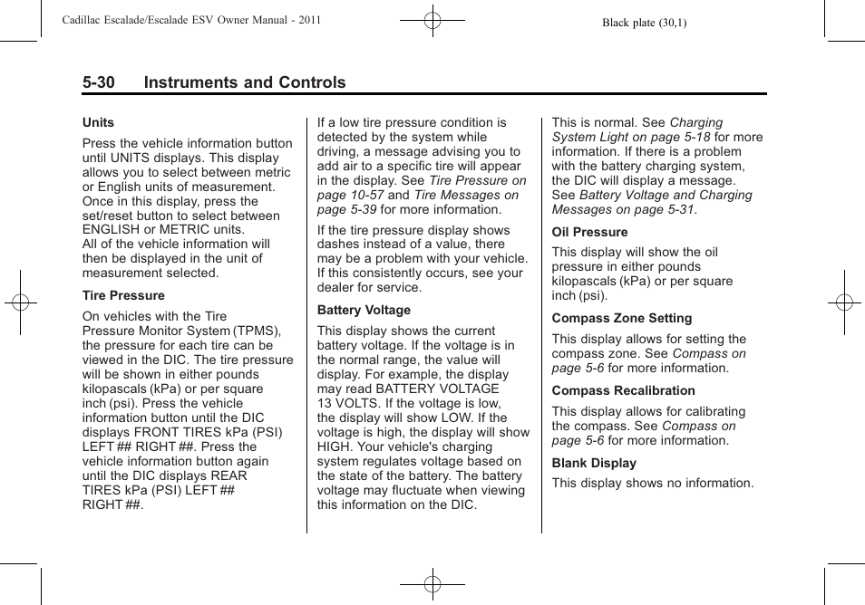 30 instruments and controls | Cadillac 2011 Escalade ESV User Manual | Page 168 / 558