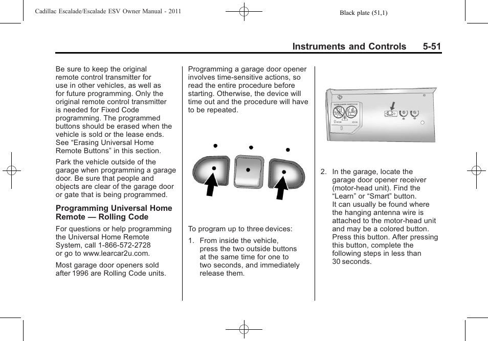 Instruments and controls 5-51 | Cadillac 2011 Escalade ESV User Manual | Page 189 / 558