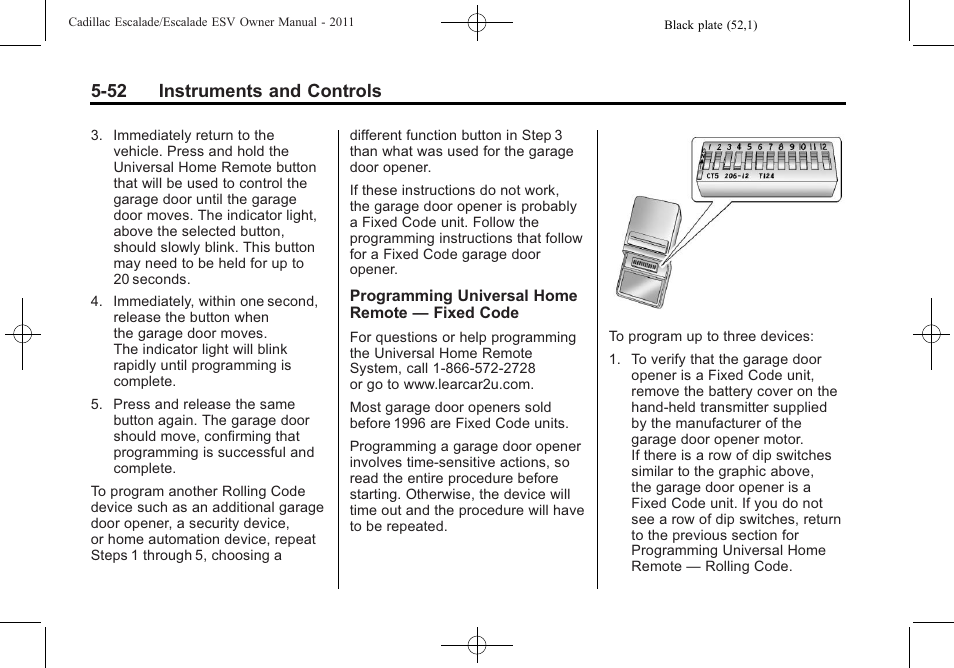 52 instruments and controls | Cadillac 2011 Escalade ESV User Manual | Page 190 / 558