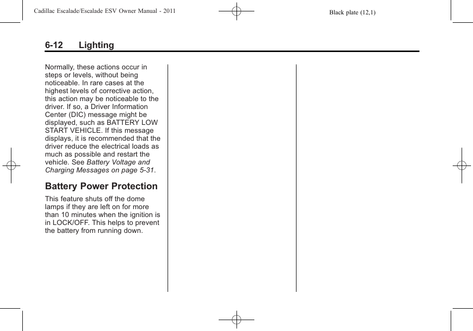 Battery power protection, Battery power protection -12 | Cadillac 2011 Escalade ESV User Manual | Page 206 / 558