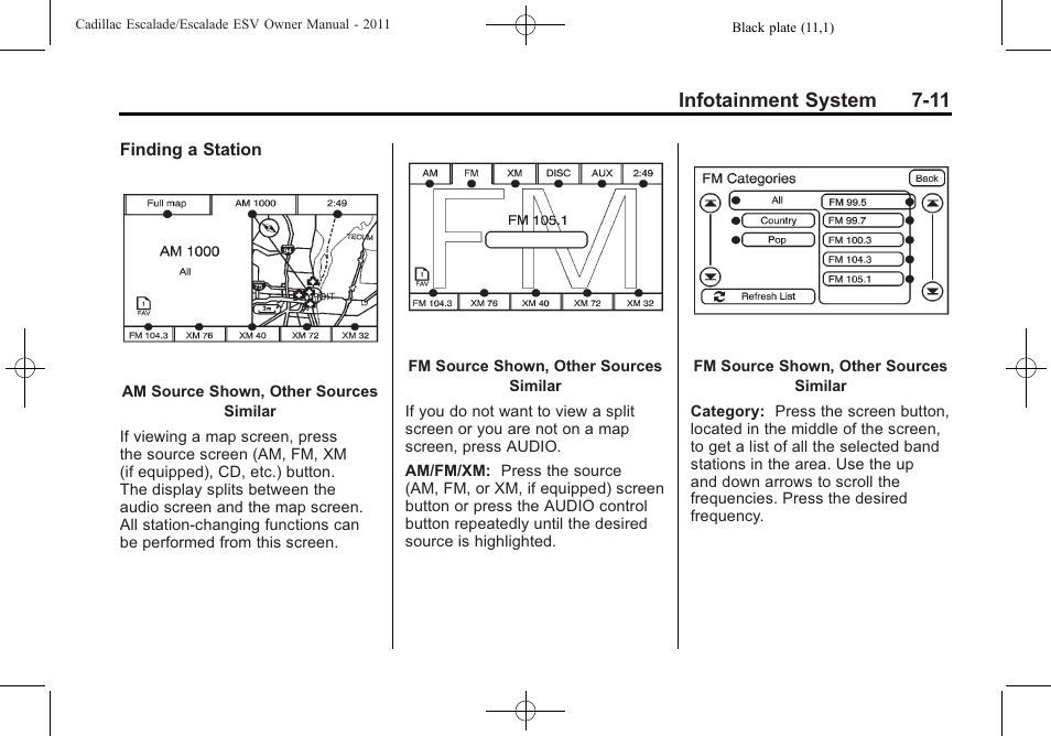 Infotainment system 7-11 | Cadillac 2011 Escalade ESV User Manual | Page 217 / 558