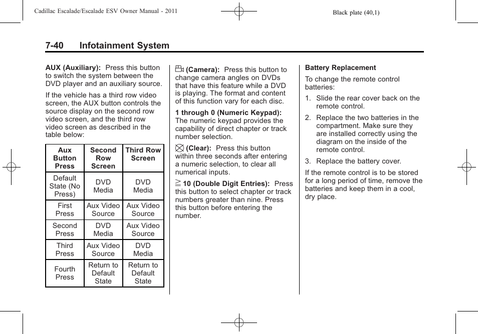 40 infotainment system | Cadillac 2011 Escalade ESV User Manual | Page 246 / 558