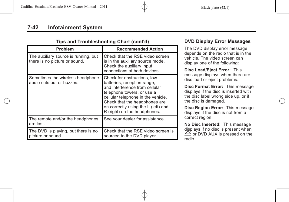 42 infotainment system | Cadillac 2011 Escalade ESV User Manual | Page 248 / 558