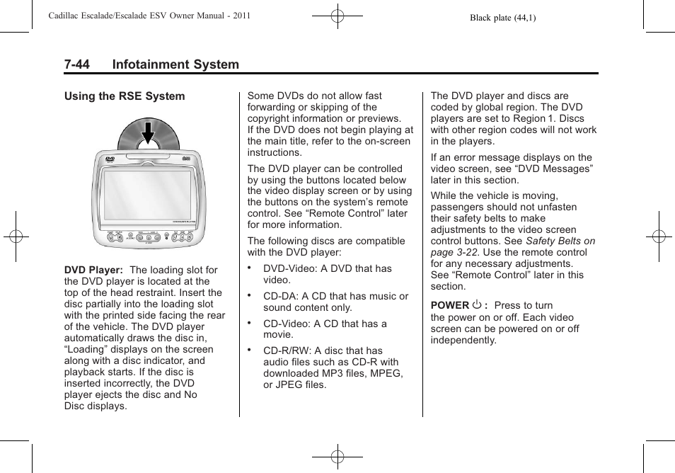 44 infotainment system | Cadillac 2011 Escalade ESV User Manual | Page 250 / 558