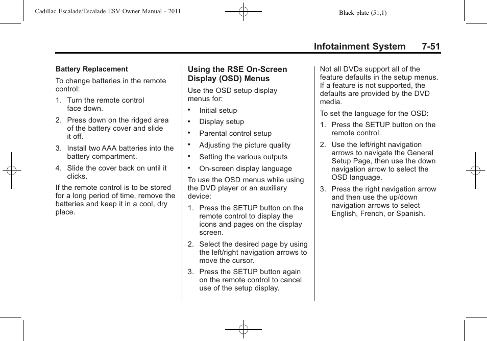 Infotainment system 7-51 | Cadillac 2011 Escalade ESV User Manual | Page 257 / 558