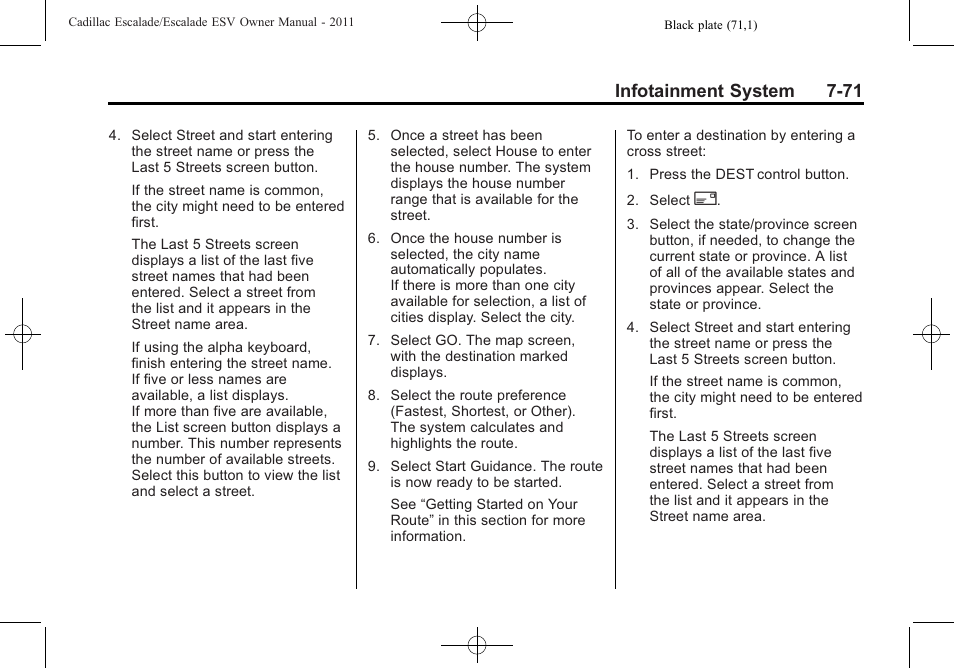 Infotainment system 7-71 | Cadillac 2011 Escalade ESV User Manual | Page 277 / 558