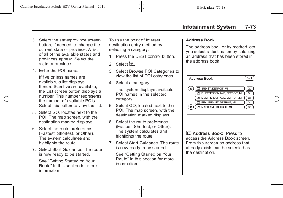 Infotainment system 7-73 | Cadillac 2011 Escalade ESV User Manual | Page 279 / 558