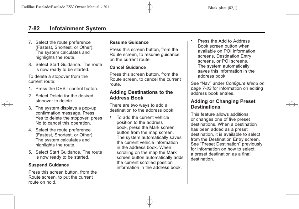 82 infotainment system | Cadillac 2011 Escalade ESV User Manual | Page 288 / 558