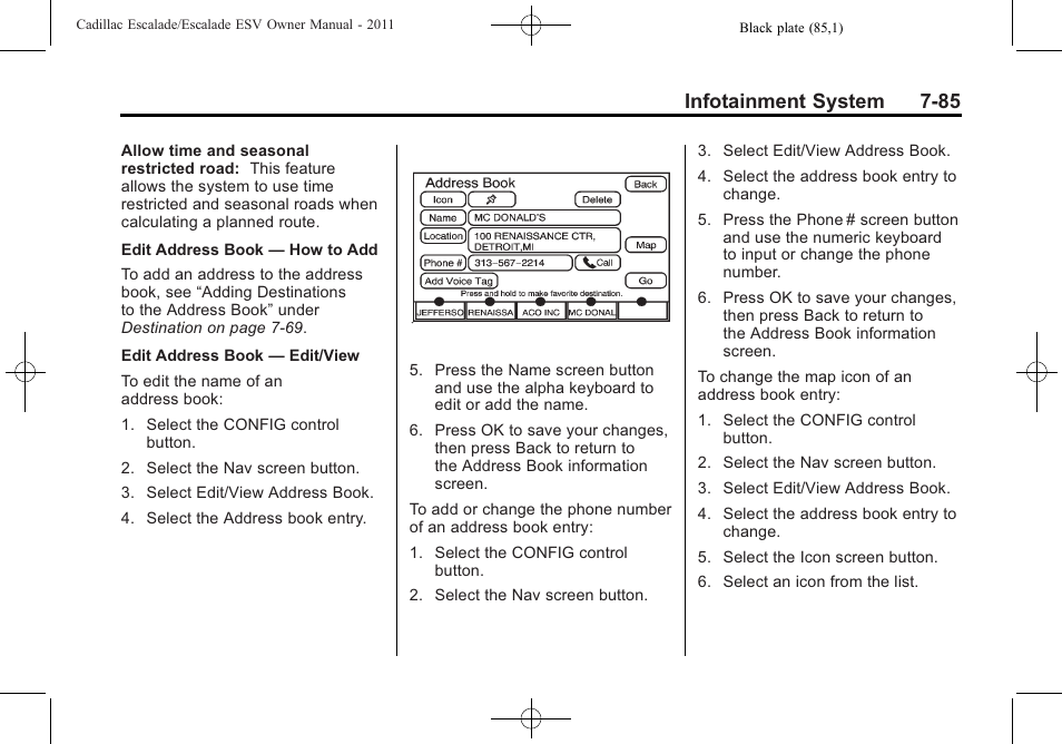 Infotainment system 7-85 | Cadillac 2011 Escalade ESV User Manual | Page 291 / 558