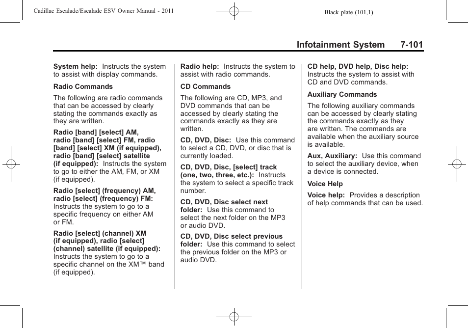 Infotainment system 7-101 | Cadillac 2011 Escalade ESV User Manual | Page 307 / 558