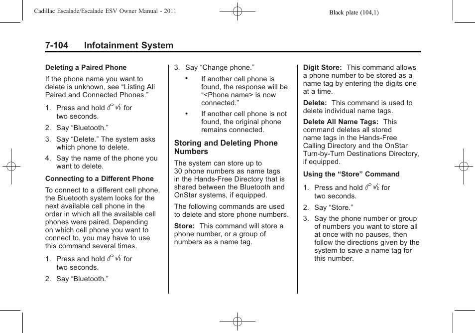 104 infotainment system | Cadillac 2011 Escalade ESV User Manual | Page 310 / 558