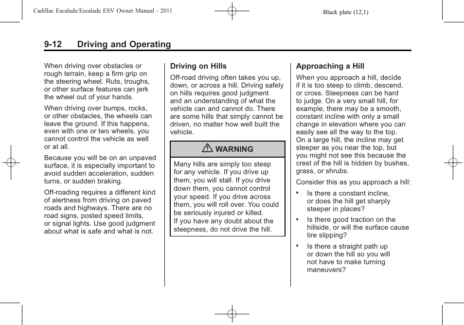 12 driving and operating | Cadillac 2011 Escalade ESV User Manual | Page 334 / 558