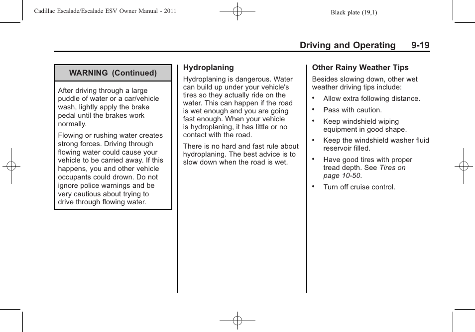 Driving and operating 9-19 | Cadillac 2011 Escalade ESV User Manual | Page 341 / 558