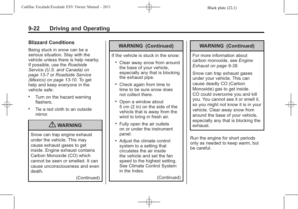 22 driving and operating | Cadillac 2011 Escalade ESV User Manual | Page 344 / 558