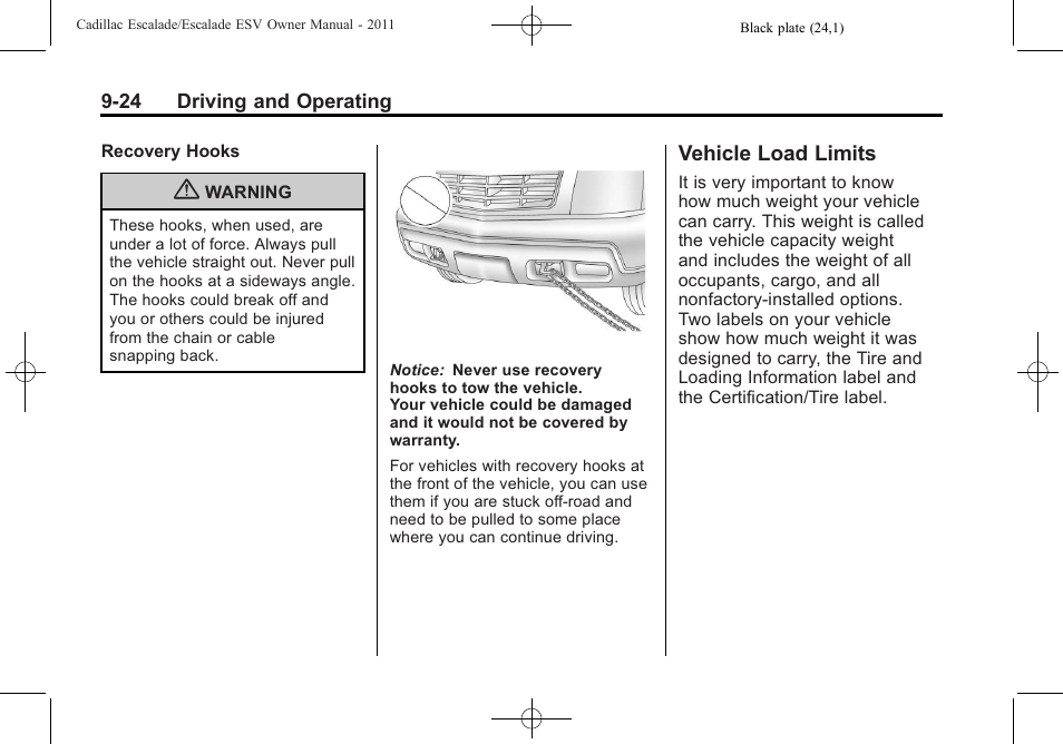 Vehicle load limits, Vehicle load limits -24, All-wheel | Cadillac 2011 Escalade ESV User Manual | Page 346 / 558