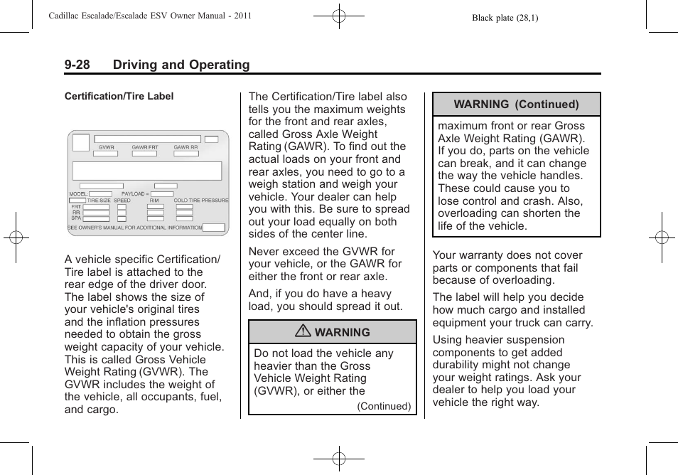 Cadillac 2011 Escalade ESV User Manual | Page 350 / 558