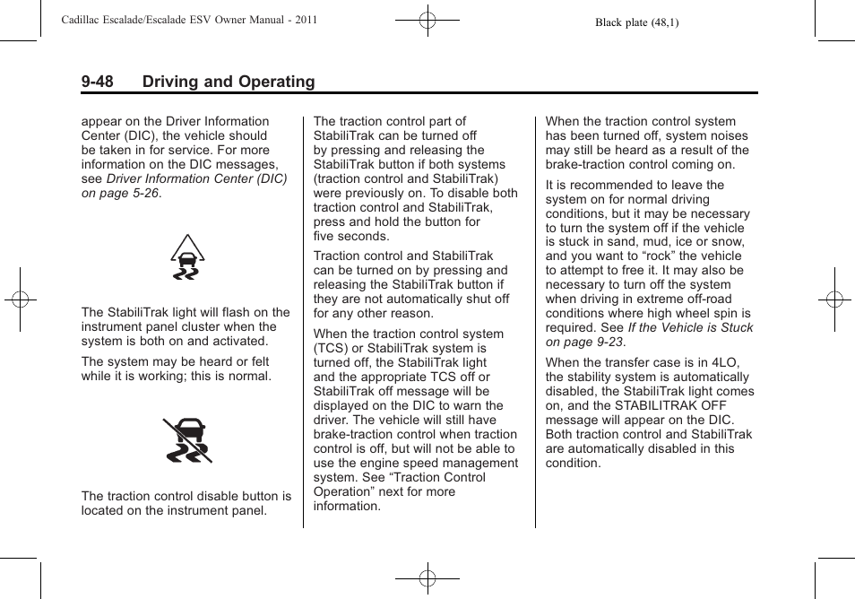 48 driving and operating | Cadillac 2011 Escalade ESV User Manual | Page 370 / 558