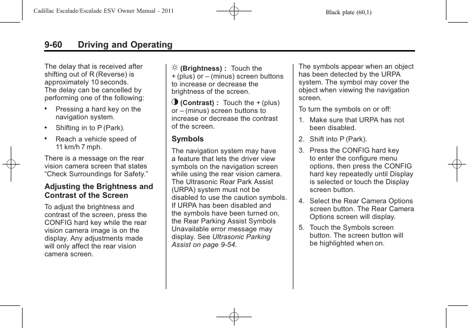 60 driving and operating | Cadillac 2011 Escalade ESV User Manual | Page 382 / 558