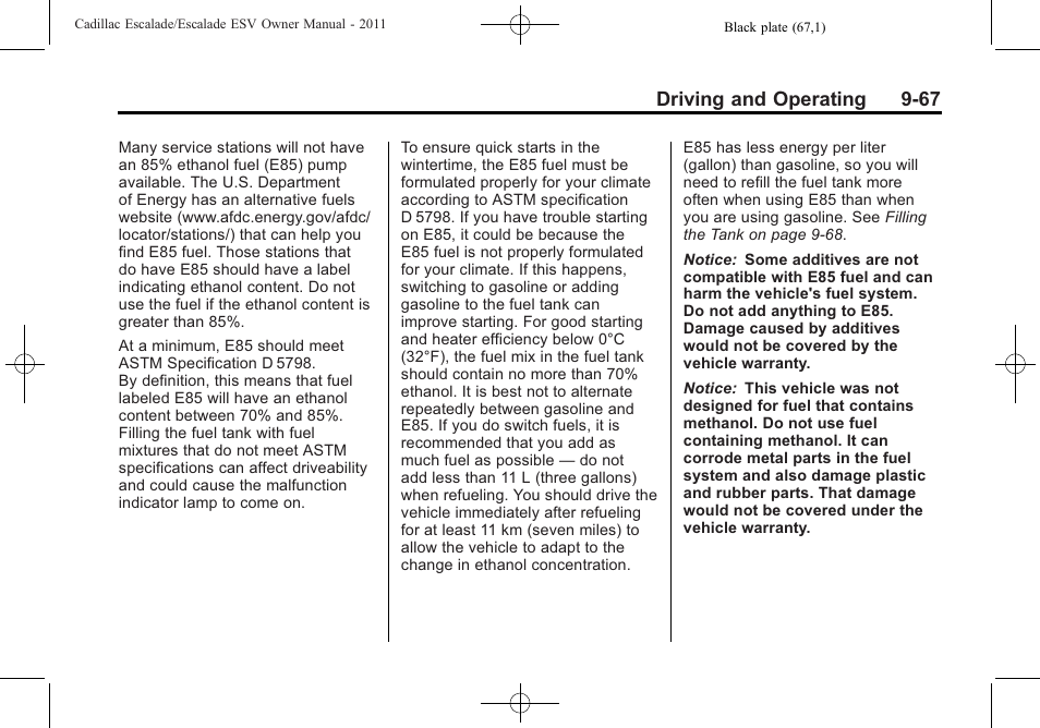 Driving and operating 9-67 | Cadillac 2011 Escalade ESV User Manual | Page 389 / 558