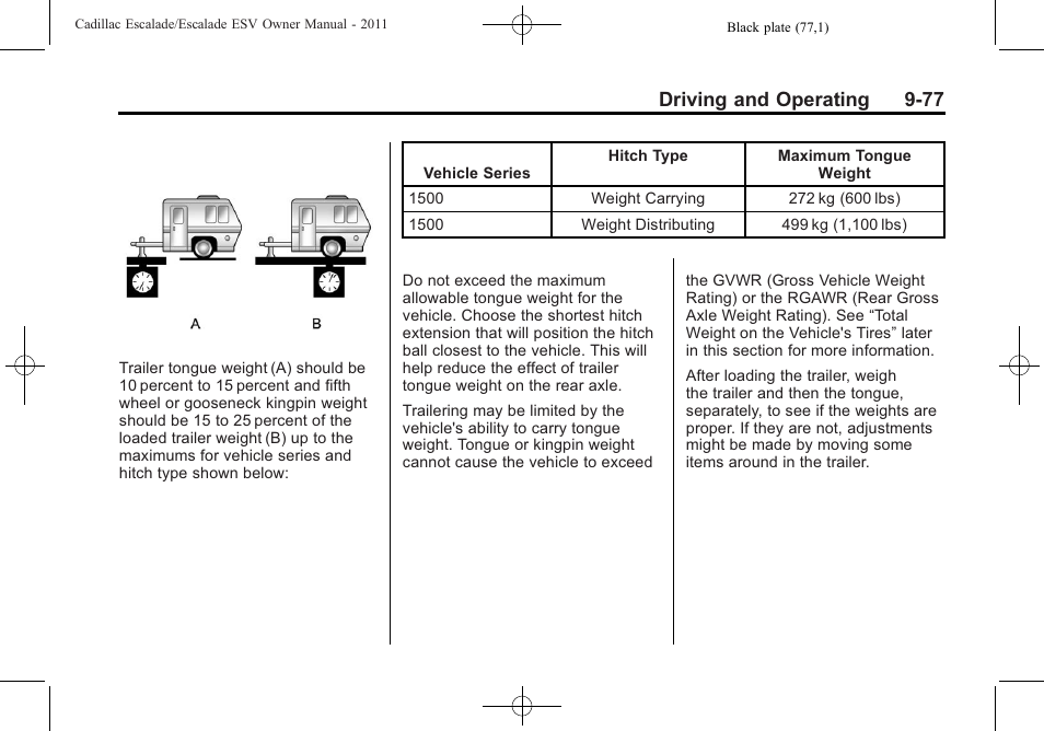 Driving and operating 9-77 | Cadillac 2011 Escalade ESV User Manual | Page 399 / 558