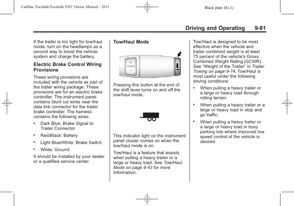 Driving and operating 9-81 | Cadillac 2011 Escalade ESV User Manual | Page 403 / 558