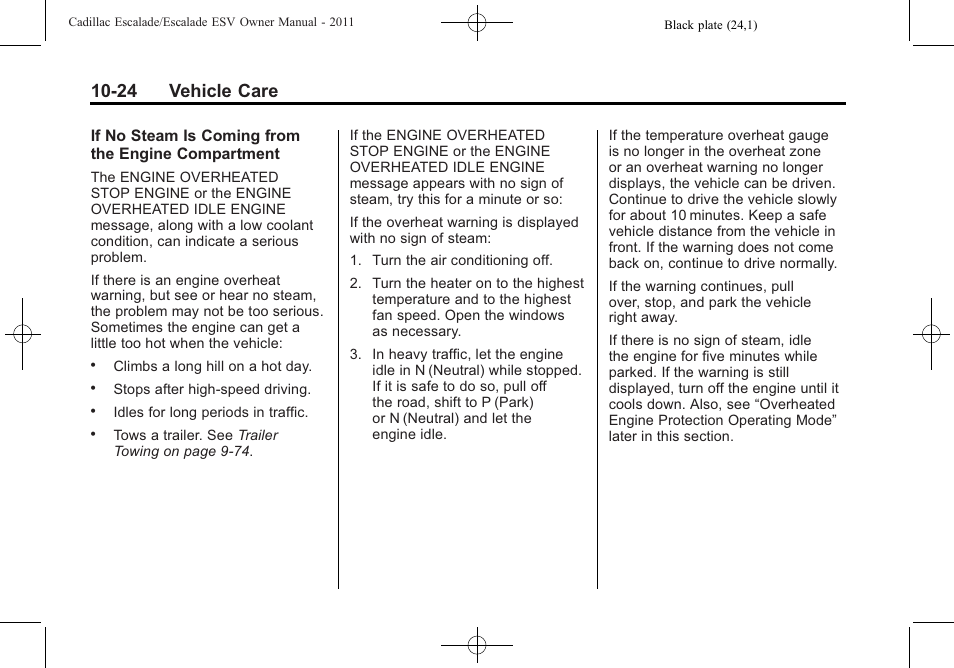 24 vehicle care | Cadillac 2011 Escalade ESV User Manual | Page 428 / 558