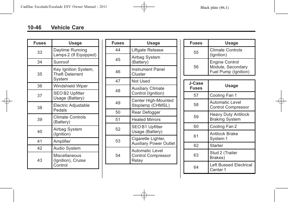 46 vehicle care | Cadillac 2011 Escalade ESV User Manual | Page 450 / 558