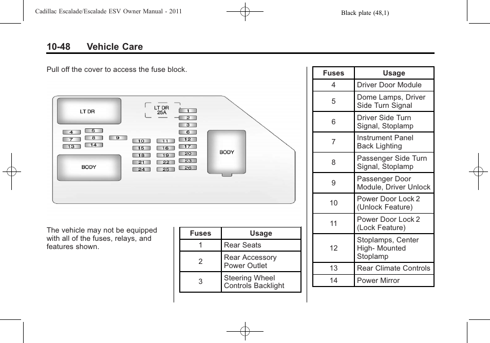 48 vehicle care | Cadillac 2011 Escalade ESV User Manual | Page 452 / 558