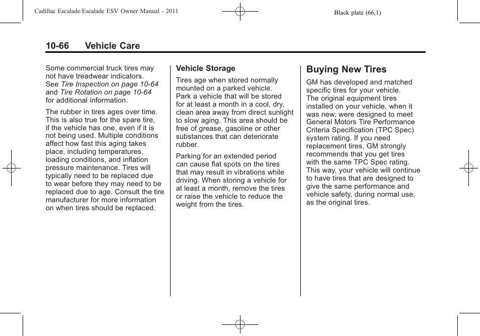 Buying new tires, Buying new tires -66 | Cadillac 2011 Escalade ESV User Manual | Page 470 / 558